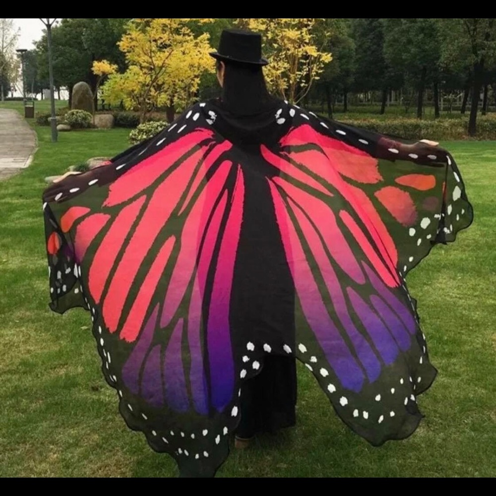 Brand New Full Length Polyester Butterfly Scarf - Picture 3 of 8